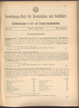 Verordnungs-Blatt für Eisenbahnen und Schiffahrt: Veröffentlichungen in Tarif- und Transport-Angelegenheiten 19080305 Seite: 1