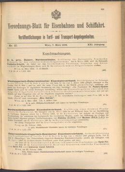 Verordnungs-Blatt für Eisenbahnen und Schiffahrt: Veröffentlichungen in Tarif- und Transport-Angelegenheiten 19080307 Seite: 1