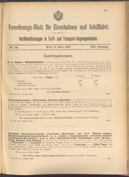 Verordnungs-Blatt für Eisenbahnen und Schiffahrt: Veröffentlichungen in Tarif- und Transport-Angelegenheiten 19080310 Seite: 1