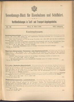 Verordnungs-Blatt für Eisenbahnen und Schiffahrt: Veröffentlichungen in Tarif- und Transport-Angelegenheiten 19080312 Seite: 1