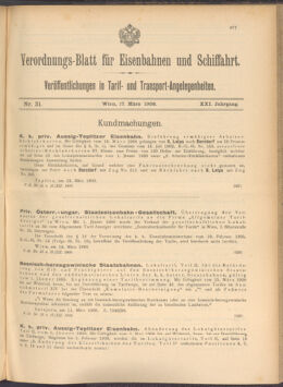 Verordnungs-Blatt für Eisenbahnen und Schiffahrt: Veröffentlichungen in Tarif- und Transport-Angelegenheiten 19080317 Seite: 1