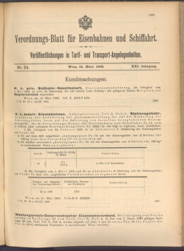 Verordnungs-Blatt für Eisenbahnen und Schiffahrt: Veröffentlichungen in Tarif- und Transport-Angelegenheiten 19080324 Seite: 1