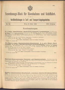 Verordnungs-Blatt für Eisenbahnen und Schiffahrt: Veröffentlichungen in Tarif- und Transport-Angelegenheiten