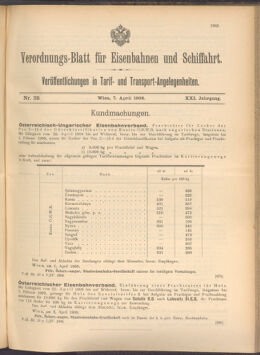 Verordnungs-Blatt für Eisenbahnen und Schiffahrt: Veröffentlichungen in Tarif- und Transport-Angelegenheiten 19080407 Seite: 1