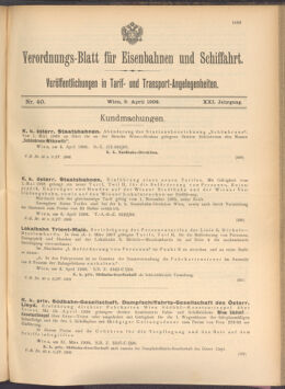 Verordnungs-Blatt für Eisenbahnen und Schiffahrt: Veröffentlichungen in Tarif- und Transport-Angelegenheiten 19080409 Seite: 1