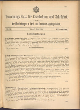 Verordnungs-Blatt für Eisenbahnen und Schiffahrt: Veröffentlichungen in Tarif- und Transport-Angelegenheiten 19080507 Seite: 1