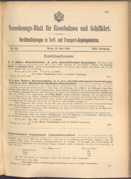 Verordnungs-Blatt für Eisenbahnen und Schiffahrt: Veröffentlichungen in Tarif- und Transport-Angelegenheiten