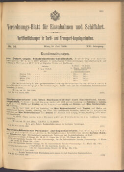 Verordnungs-Blatt für Eisenbahnen und Schiffahrt: Veröffentlichungen in Tarif- und Transport-Angelegenheiten 19080618 Seite: 1