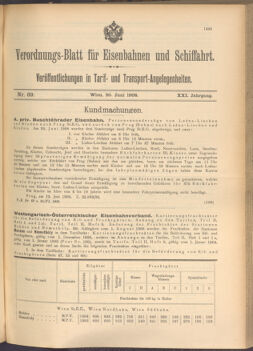 Verordnungs-Blatt für Eisenbahnen und Schiffahrt: Veröffentlichungen in Tarif- und Transport-Angelegenheiten 19080620 Seite: 1