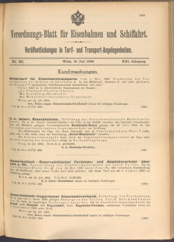 Verordnungs-Blatt für Eisenbahnen und Schiffahrt: Veröffentlichungen in Tarif- und Transport-Angelegenheiten 19080718 Seite: 1