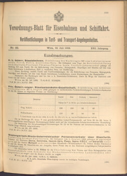 Verordnungs-Blatt für Eisenbahnen und Schiffahrt: Veröffentlichungen in Tarif- und Transport-Angelegenheiten