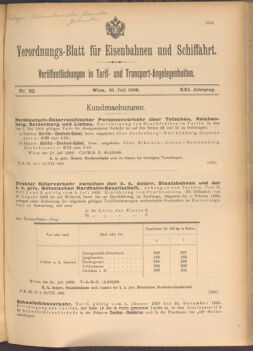 Verordnungs-Blatt für Eisenbahnen und Schiffahrt: Veröffentlichungen in Tarif- und Transport-Angelegenheiten