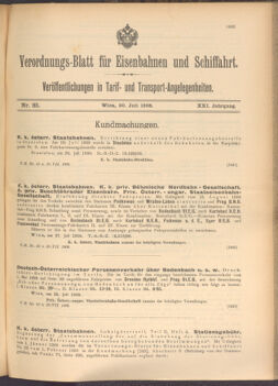 Verordnungs-Blatt für Eisenbahnen und Schiffahrt: Veröffentlichungen in Tarif- und Transport-Angelegenheiten 19080730 Seite: 1