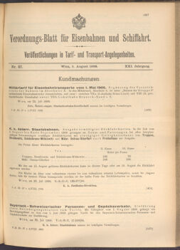 Verordnungs-Blatt für Eisenbahnen und Schiffahrt: Veröffentlichungen in Tarif- und Transport-Angelegenheiten 19080804 Seite: 1