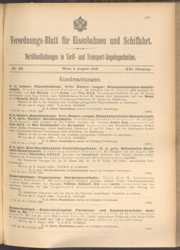 Verordnungs-Blatt für Eisenbahnen und Schiffahrt: Veröffentlichungen in Tarif- und Transport-Angelegenheiten 19080808 Seite: 1