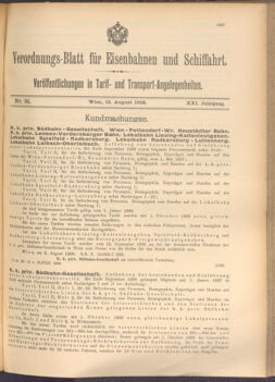 Verordnungs-Blatt für Eisenbahnen und Schiffahrt: Veröffentlichungen in Tarif- und Transport-Angelegenheiten 19080813 Seite: 1