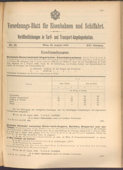 Verordnungs-Blatt für Eisenbahnen und Schiffahrt: Veröffentlichungen in Tarif- und Transport-Angelegenheiten