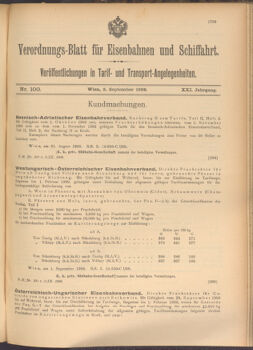 Verordnungs-Blatt für Eisenbahnen und Schiffahrt: Veröffentlichungen in Tarif- und Transport-Angelegenheiten