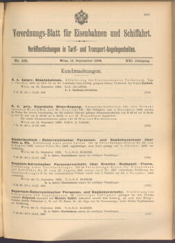 Verordnungs-Blatt für Eisenbahnen und Schiffahrt: Veröffentlichungen in Tarif- und Transport-Angelegenheiten 19080915 Seite: 1