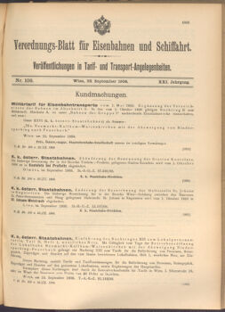 Verordnungs-Blatt für Eisenbahnen und Schiffahrt: Veröffentlichungen in Tarif- und Transport-Angelegenheiten 19080922 Seite: 1