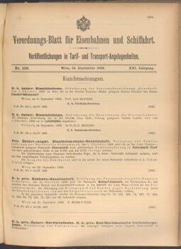 Verordnungs-Blatt für Eisenbahnen und Schiffahrt: Veröffentlichungen in Tarif- und Transport-Angelegenheiten