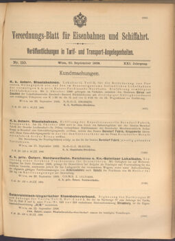 Verordnungs-Blatt für Eisenbahnen und Schiffahrt: Veröffentlichungen in Tarif- und Transport-Angelegenheiten 19080926 Seite: 1