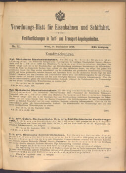 Verordnungs-Blatt für Eisenbahnen und Schiffahrt: Veröffentlichungen in Tarif- und Transport-Angelegenheiten 19080929 Seite: 1