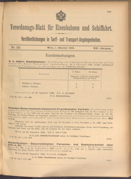 Verordnungs-Blatt für Eisenbahnen und Schiffahrt: Veröffentlichungen in Tarif- und Transport-Angelegenheiten 19081001 Seite: 1