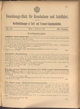 Verordnungs-Blatt für Eisenbahnen und Schiffahrt: Veröffentlichungen in Tarif- und Transport-Angelegenheiten 19081006 Seite: 1