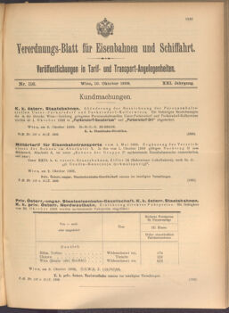 Verordnungs-Blatt für Eisenbahnen und Schiffahrt: Veröffentlichungen in Tarif- und Transport-Angelegenheiten 19081010 Seite: 1