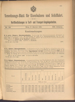 Verordnungs-Blatt für Eisenbahnen und Schiffahrt: Veröffentlichungen in Tarif- und Transport-Angelegenheiten 19081017 Seite: 1