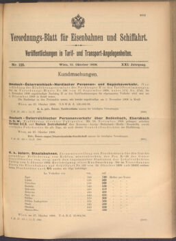 Verordnungs-Blatt für Eisenbahnen und Schiffahrt: Veröffentlichungen in Tarif- und Transport-Angelegenheiten 19081031 Seite: 1