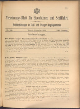 Verordnungs-Blatt für Eisenbahnen und Schiffahrt: Veröffentlichungen in Tarif- und Transport-Angelegenheiten 19081103 Seite: 1