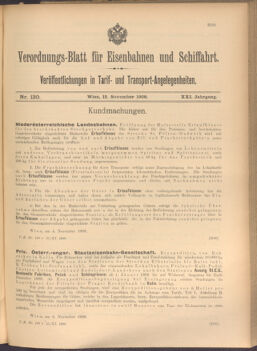 Verordnungs-Blatt für Eisenbahnen und Schiffahrt: Veröffentlichungen in Tarif- und Transport-Angelegenheiten 19081112 Seite: 1