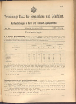 Verordnungs-Blatt für Eisenbahnen und Schiffahrt: Veröffentlichungen in Tarif- und Transport-Angelegenheiten 19081114 Seite: 1