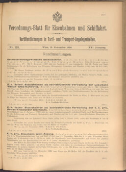 Verordnungs-Blatt für Eisenbahnen und Schiffahrt: Veröffentlichungen in Tarif- und Transport-Angelegenheiten 19081119 Seite: 1