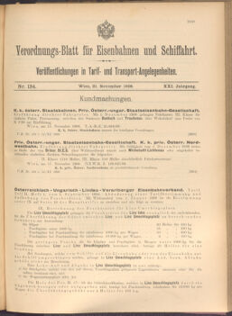 Verordnungs-Blatt für Eisenbahnen und Schiffahrt: Veröffentlichungen in Tarif- und Transport-Angelegenheiten 19081121 Seite: 1