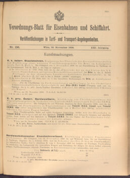 Verordnungs-Blatt für Eisenbahnen und Schiffahrt: Veröffentlichungen in Tarif- und Transport-Angelegenheiten 19081126 Seite: 1