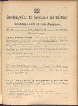 Verordnungs-Blatt für Eisenbahnen und Schiffahrt: Veröffentlichungen in Tarif- und Transport-Angelegenheiten 19081215 Seite: 1