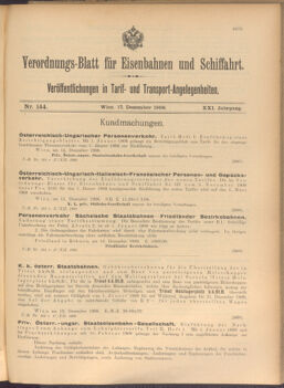 Verordnungs-Blatt für Eisenbahnen und Schiffahrt: Veröffentlichungen in Tarif- und Transport-Angelegenheiten 19081217 Seite: 1