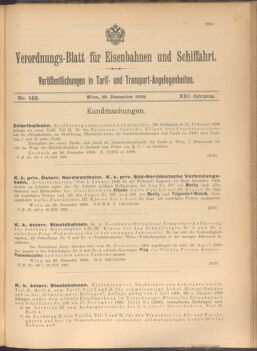 Verordnungs-Blatt für Eisenbahnen und Schiffahrt: Veröffentlichungen in Tarif- und Transport-Angelegenheiten 19081229 Seite: 1