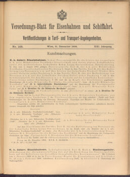 Verordnungs-Blatt für Eisenbahnen und Schiffahrt: Veröffentlichungen in Tarif- und Transport-Angelegenheiten 19081231 Seite: 1