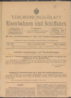 Verordnungs-Blatt für Eisenbahnen und Schiffahrt: Veröffentlichungen in Tarif- und Transport-Angelegenheiten 19180903 Seite: 1