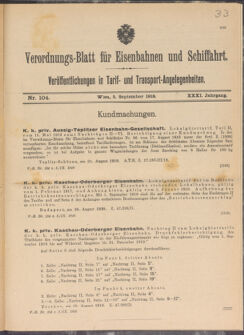 Verordnungs-Blatt für Eisenbahnen und Schiffahrt: Veröffentlichungen in Tarif- und Transport-Angelegenheiten 19180905 Seite: 1