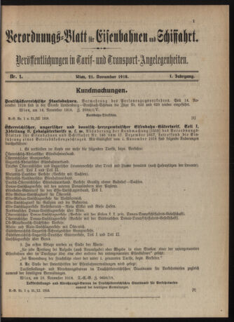 Verordnungs-Blatt für Eisenbahnen und Schiffahrt: Veröffentlichungen in Tarif- und Transport-Angelegenheiten 19181121 Seite: 5