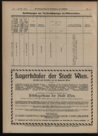 Verordnungs-Blatt für Eisenbahnen und Schiffahrt: Veröffentlichungen in Tarif- und Transport-Angelegenheiten 19181128 Seite: 4