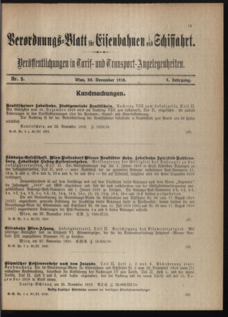 Verordnungs-Blatt für Eisenbahnen und Schiffahrt: Veröffentlichungen in Tarif- und Transport-Angelegenheiten 19181130 Seite: 3