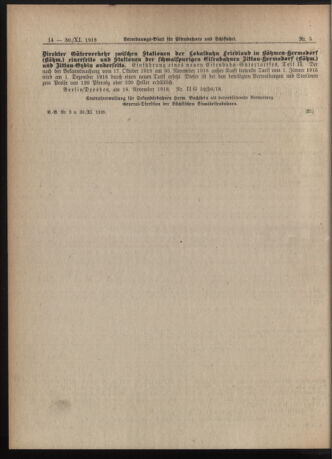 Verordnungs-Blatt für Eisenbahnen und Schiffahrt: Veröffentlichungen in Tarif- und Transport-Angelegenheiten 19181130 Seite: 4