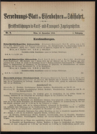 Verordnungs-Blatt für Eisenbahnen und Schiffahrt: Veröffentlichungen in Tarif- und Transport-Angelegenheiten 19181210 Seite: 9