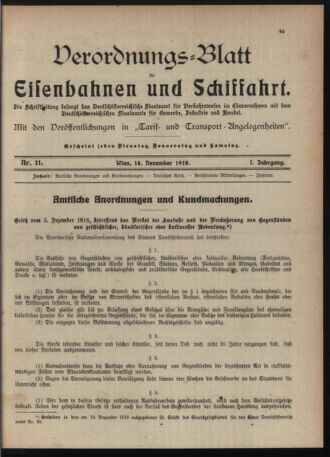 Verordnungs-Blatt für Eisenbahnen und Schiffahrt: Veröffentlichungen in Tarif- und Transport-Angelegenheiten 19181214 Seite: 1